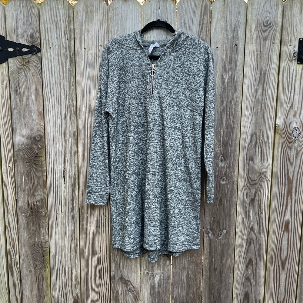 Cable & Gauge Marled Gray T Shirt Hoodie Dress Women’s Medium